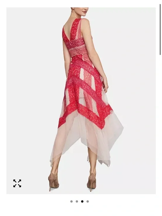 NEW BCBGMaxAzria Red Lace High-Low Tulle Skirt - Picture 3 of 12